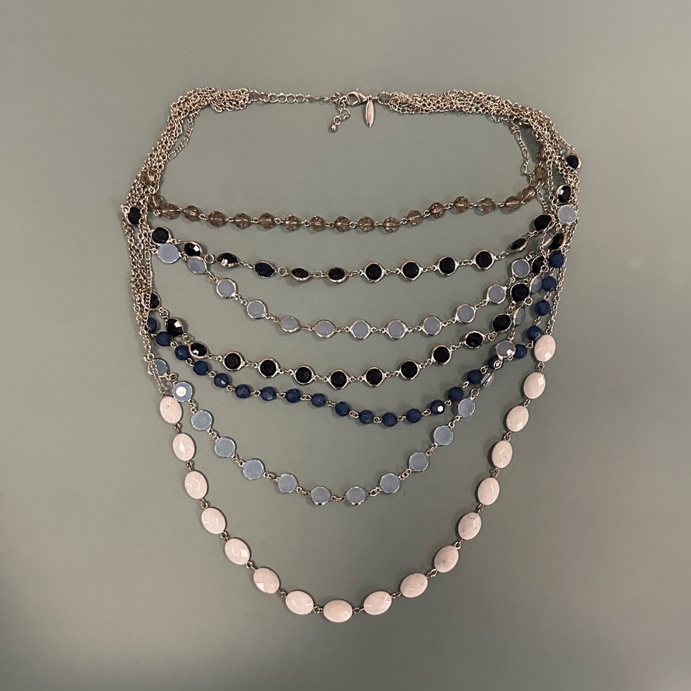 Beautiful Blue and Silver Statement Necklace